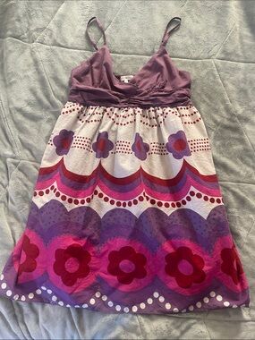 Toi et Moi Purple and Pink Floral Tiered Sundress